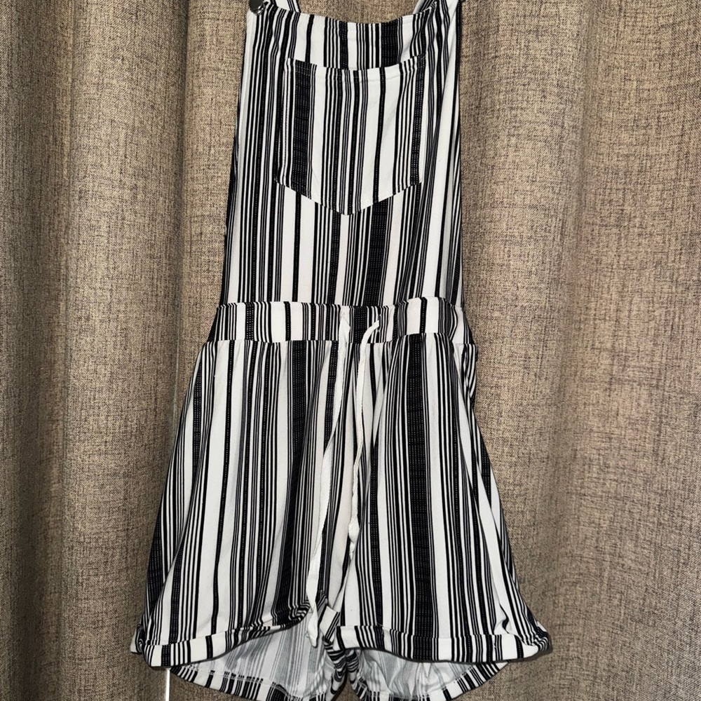 Black and White Striped Romper